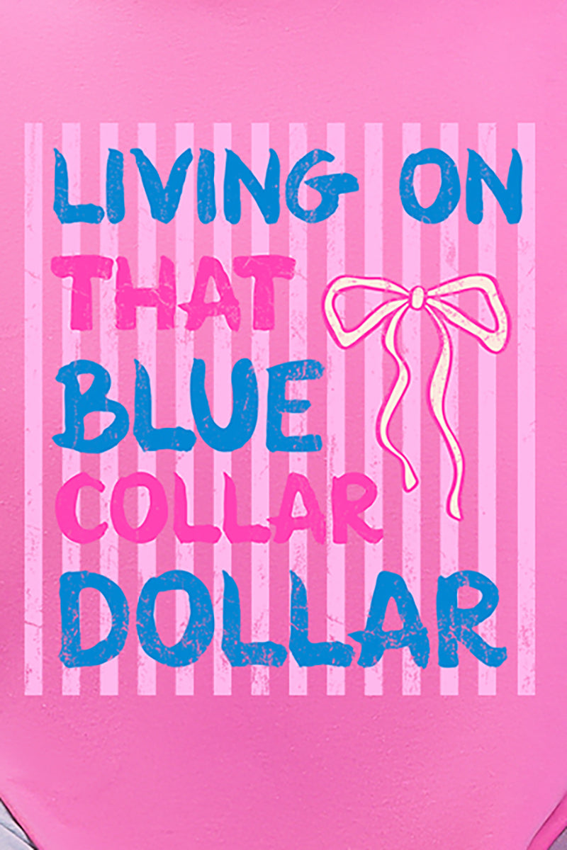 Striped Blue Collar Dollar Pink And Blue Softstyle Adult T-Shirt