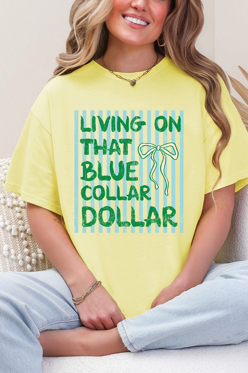 Striped Blue Collar Dollar Blue And Green Softstyle Adult T-Shirt