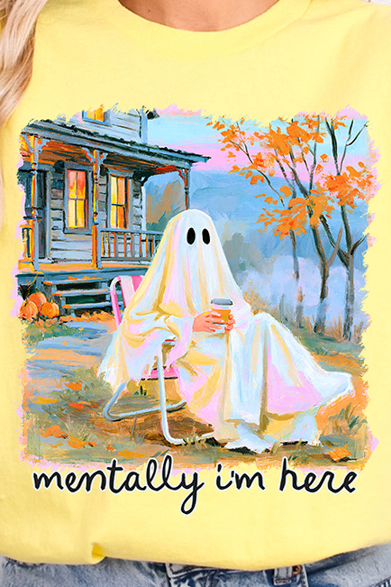 Ghost Mentally I'm Here Softstyle Adult T-Shirt
