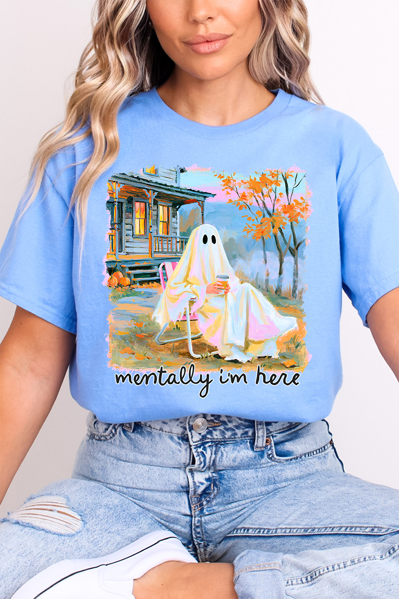 Ghost Mentally I'm Here Softstyle Adult T-Shirt