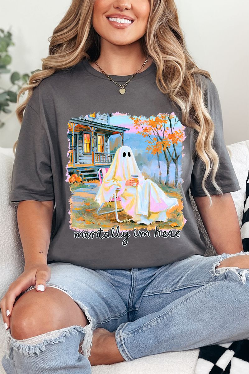 Ghost Mentally I'm Here Softstyle Adult T-Shirt