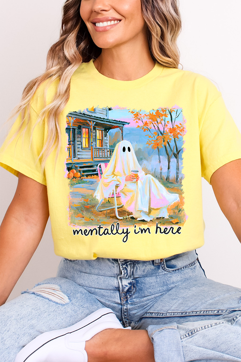 Ghost Mentally I'm Here Softstyle Adult T-Shirt