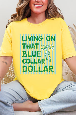 Striped Blue Collar Dollar Blue And Green Softstyle Adult T-Shirt