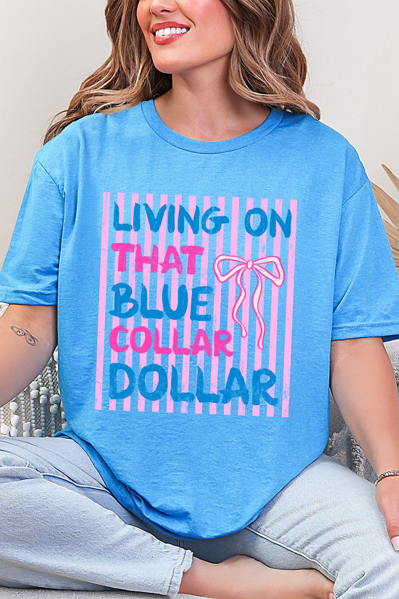 Striped Blue Collar Dollar Pink And Blue Softstyle Adult T-Shirt