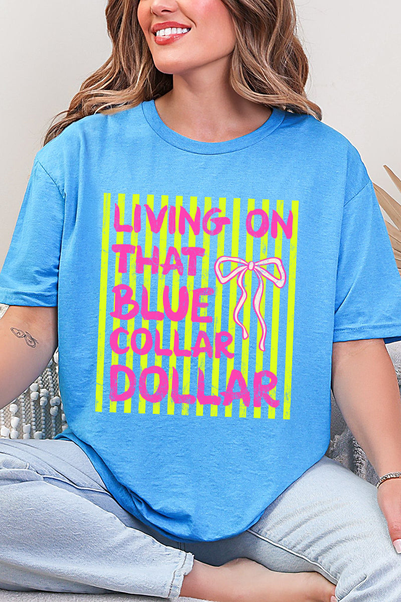 Striped Blue Collar Dollar Yellow And Pink Softstyle Adult T-Shirt