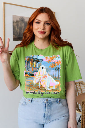 Ghost Mentally I'm Here Softstyle Adult T-Shirt