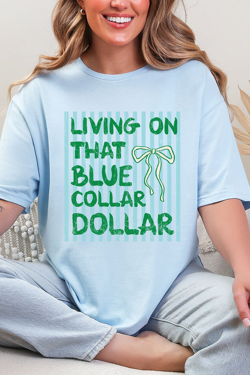 Striped Blue Collar Dollar Blue And Green Softstyle Adult T-Shirt