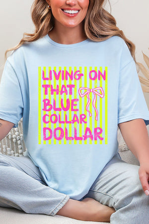 Striped Blue Collar Dollar Yellow And Pink Softstyle Adult T-Shirt