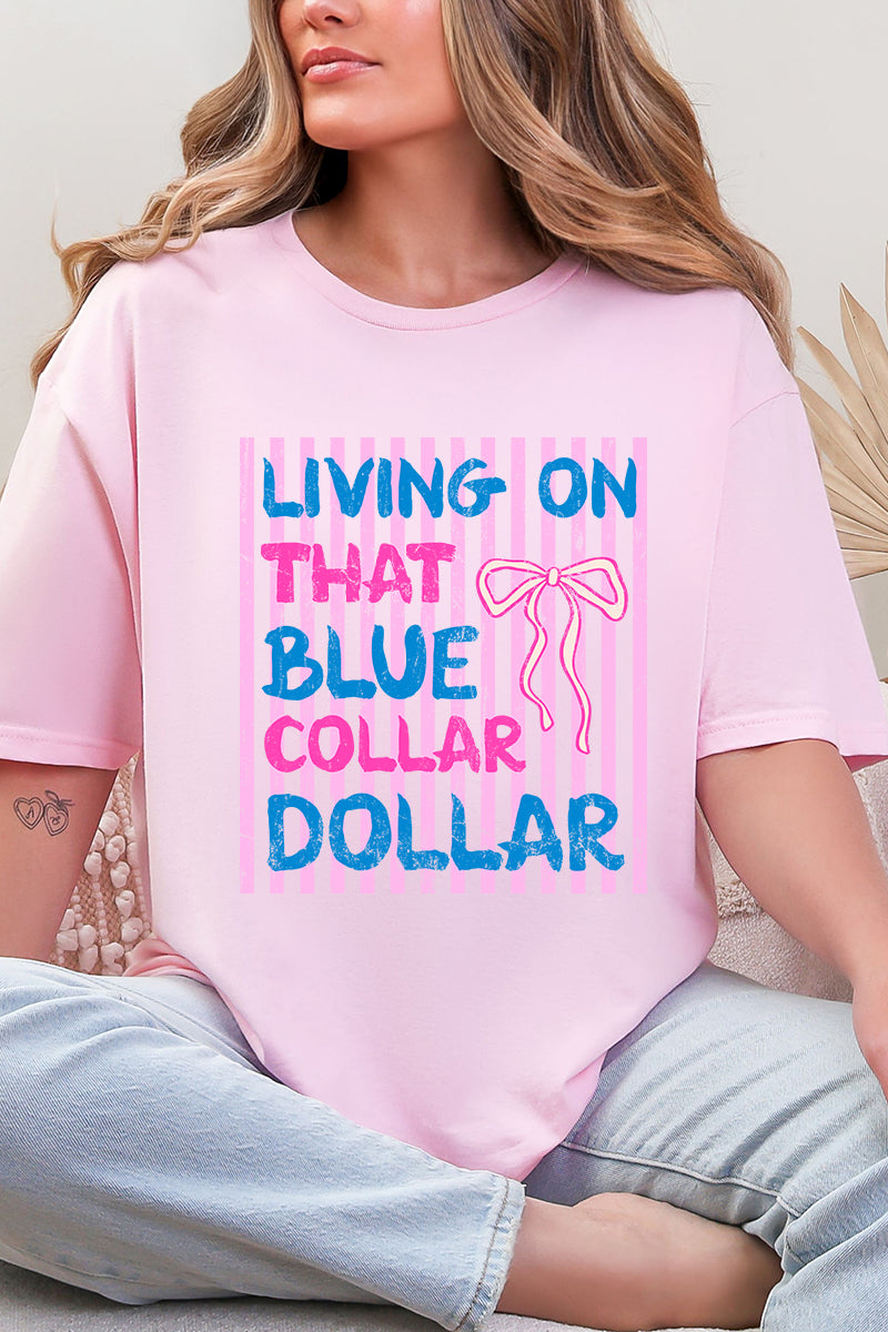 Striped Blue Collar Dollar Pink And Blue Softstyle Adult T-Shirt
