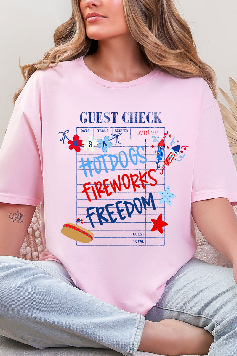 Guest Check Hotdogs Fireworks Freedom Softstyle Adult T-Shirt