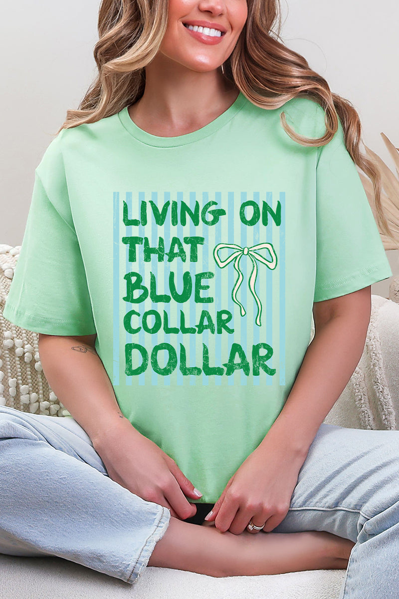 Striped Blue Collar Dollar Blue And Green Softstyle Adult T-Shirt