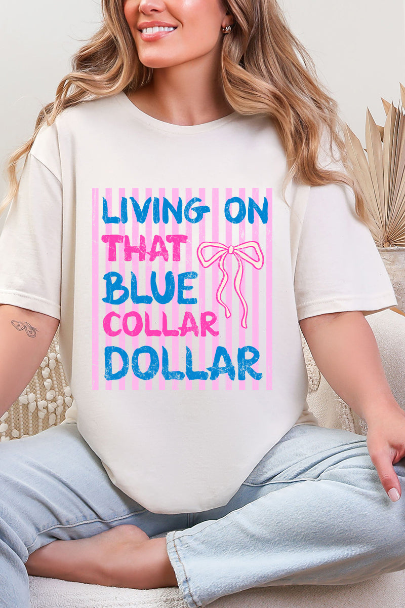 Striped Blue Collar Dollar Pink And Blue Softstyle Adult T-Shirt
