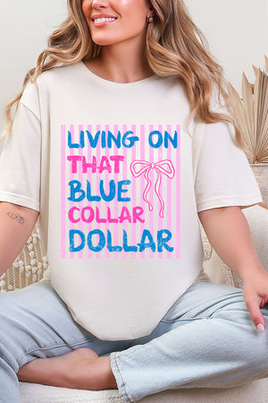 Striped Blue Collar Dollar Pink And Blue Softstyle Adult T-Shirt