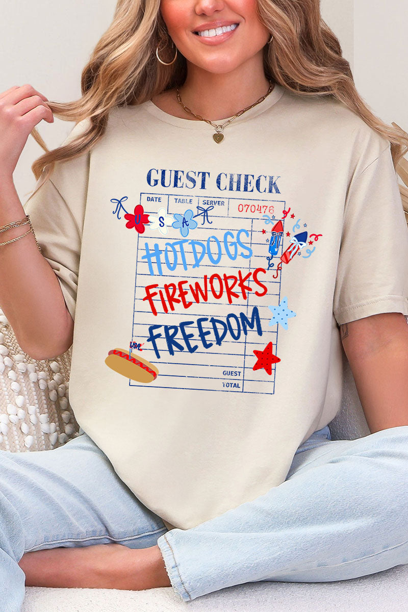 Guest Check Hotdogs Fireworks Freedom Softstyle Adult T-Shirt