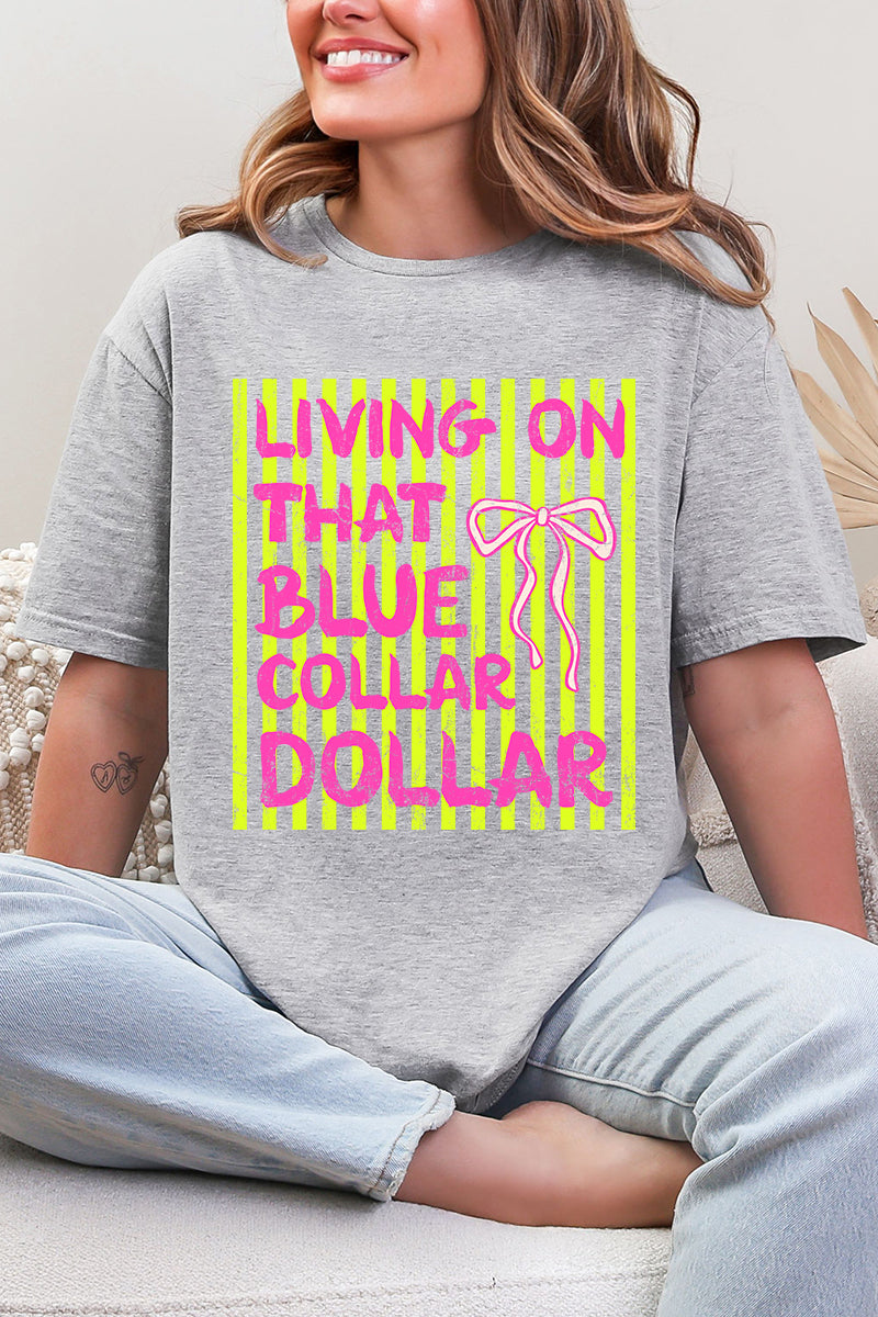 Striped Blue Collar Dollar Yellow And Pink Softstyle Adult T-Shirt