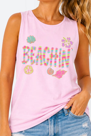 Paradise Painted Beachin' Comfort Colors Cotton Tank Top