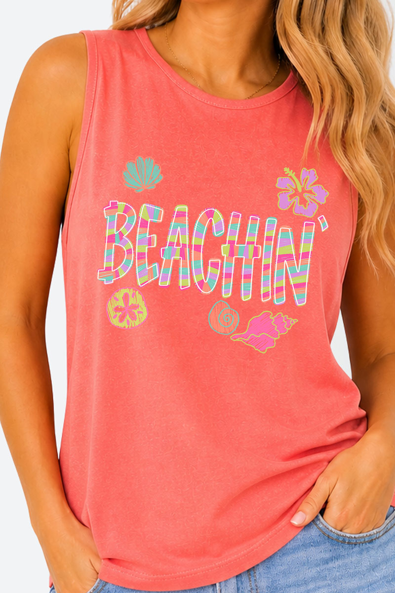 Paradise Painted Beachin' Comfort Colors Cotton Tank Top