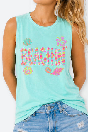 Paradise Painted Beachin' Comfort Colors Cotton Tank Top