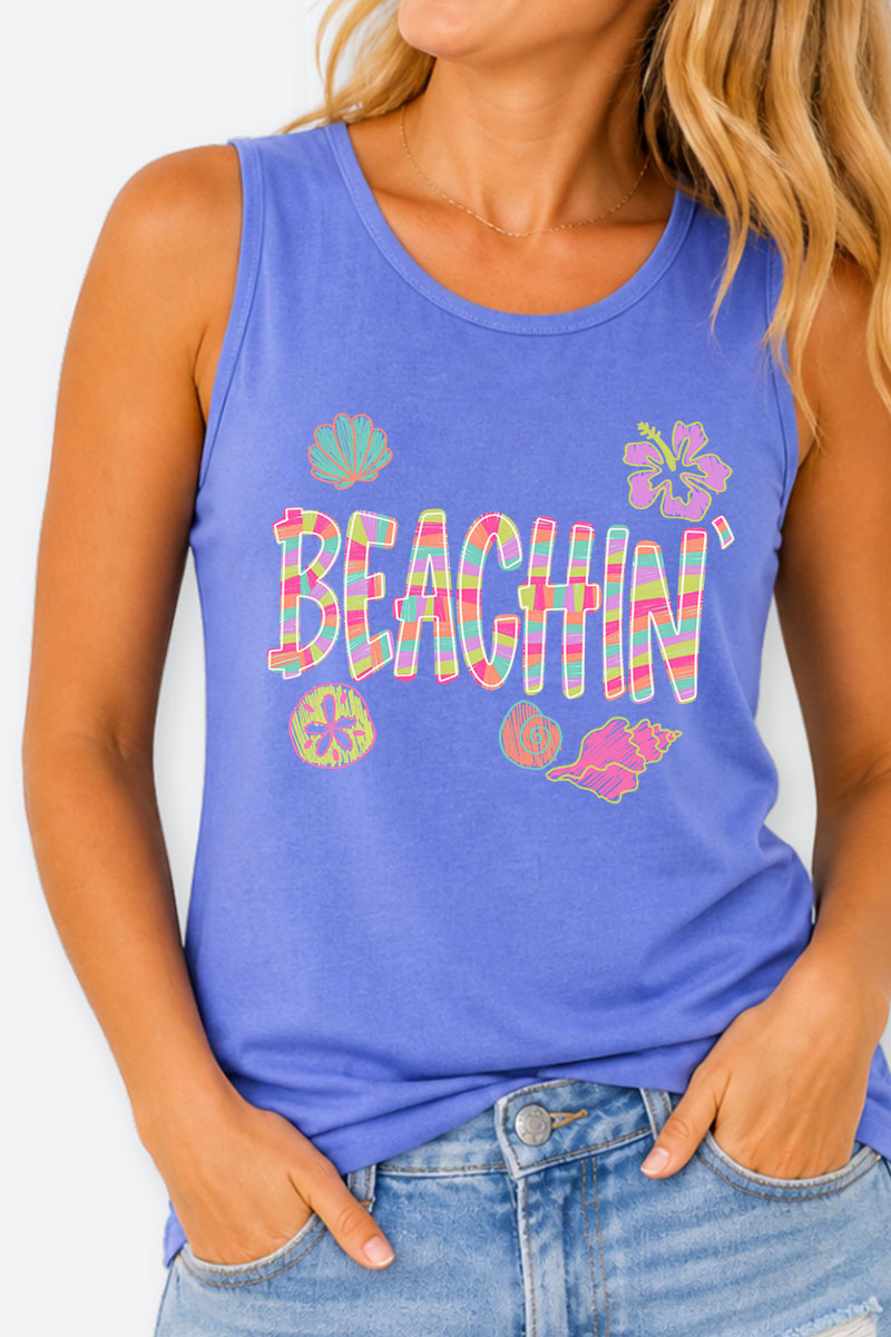 Paradise Painted Beachin' Comfort Colors Cotton Tank Top
