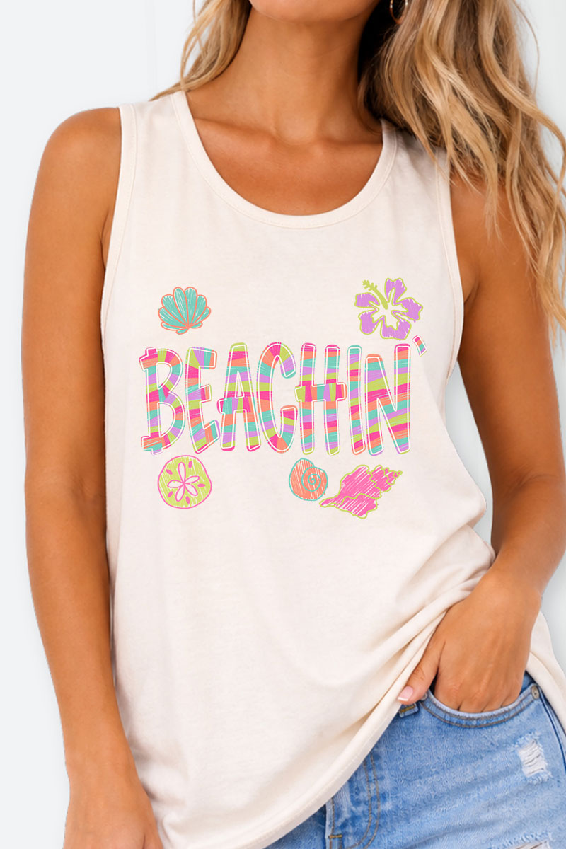 Paradise Painted Beachin' Comfort Colors Cotton Tank Top
