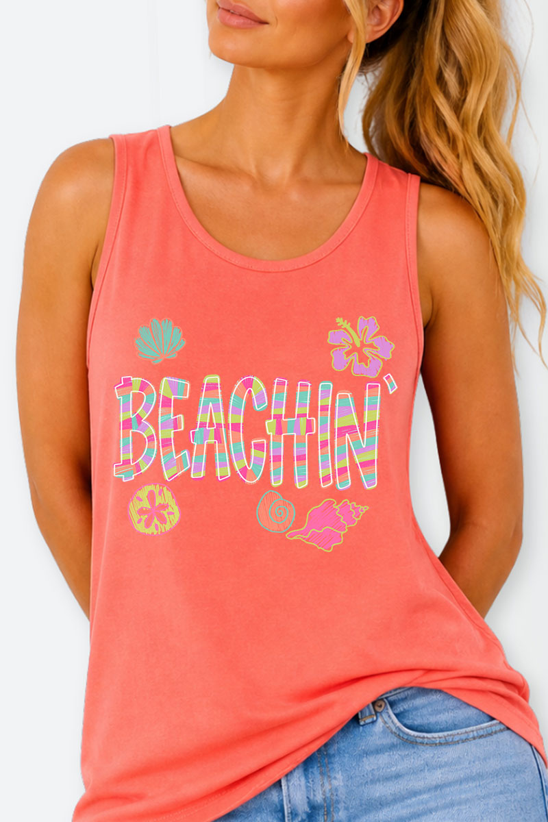Paradise Painted Beachin' Comfort Colors Cotton Tank Top