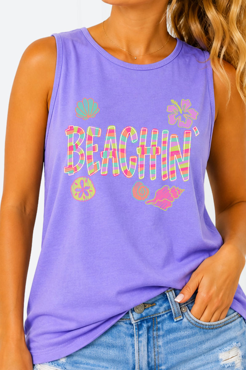 Paradise Painted Beachin' Comfort Colors Cotton Tank Top