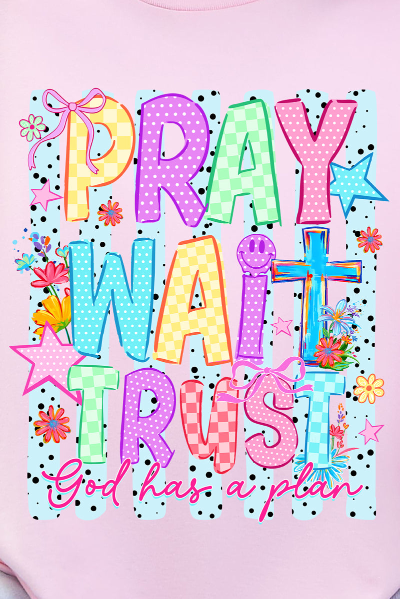 Pray Wait Trust Bright Doodle Softstyle Adult T-Shirt