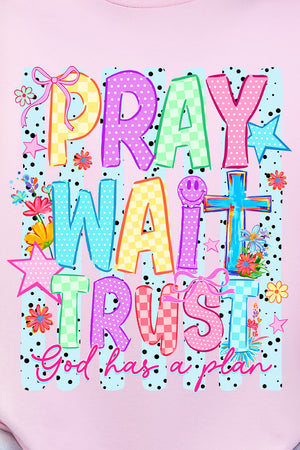 Pray Wait Trust Bright Doodle Softstyle Adult T-Shirt
