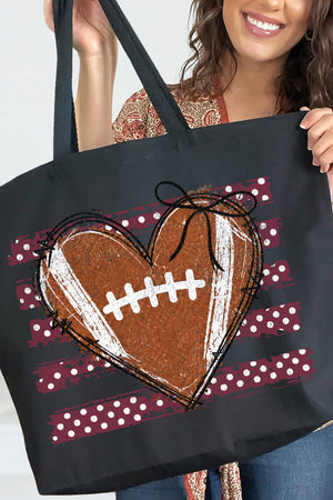 Maroon Football Sweetheart Canvas Jumbo Tote