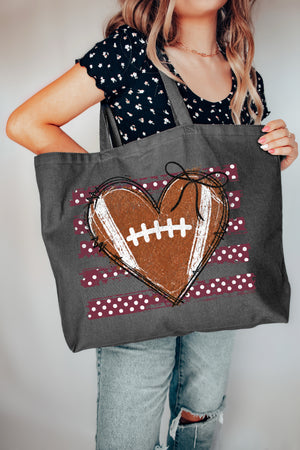 Maroon Football Sweetheart Canvas Jumbo Tote