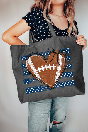 Navy Football Sweetheart Canvas Jumbo Tote