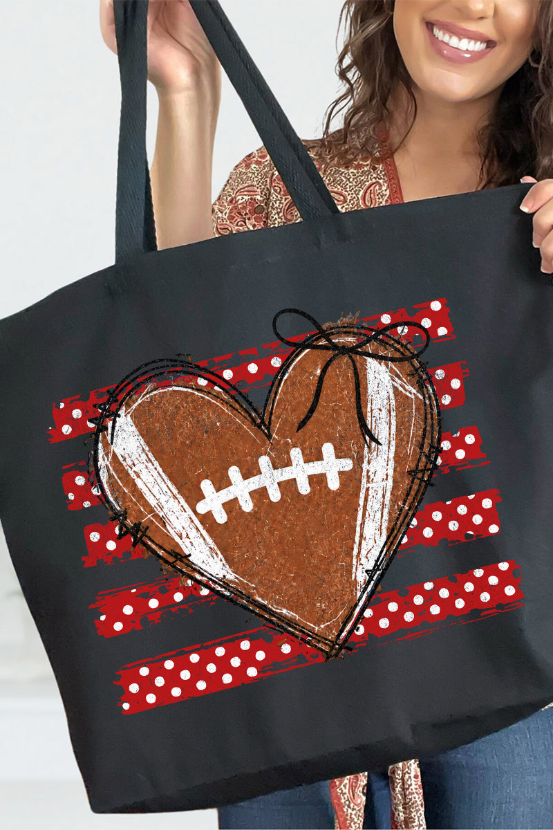 Red Football Sweetheart Canvas Jumbo Tote