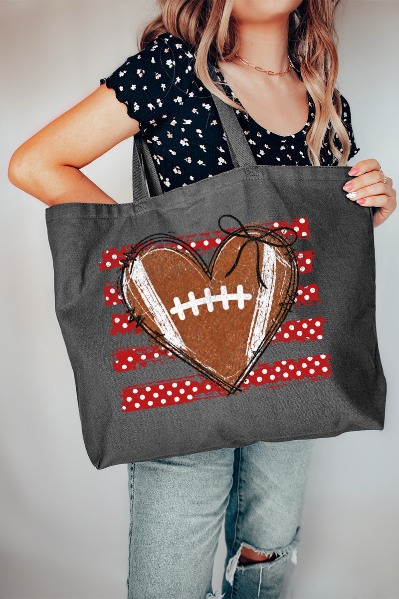 Red Football Sweetheart Canvas Jumbo Tote