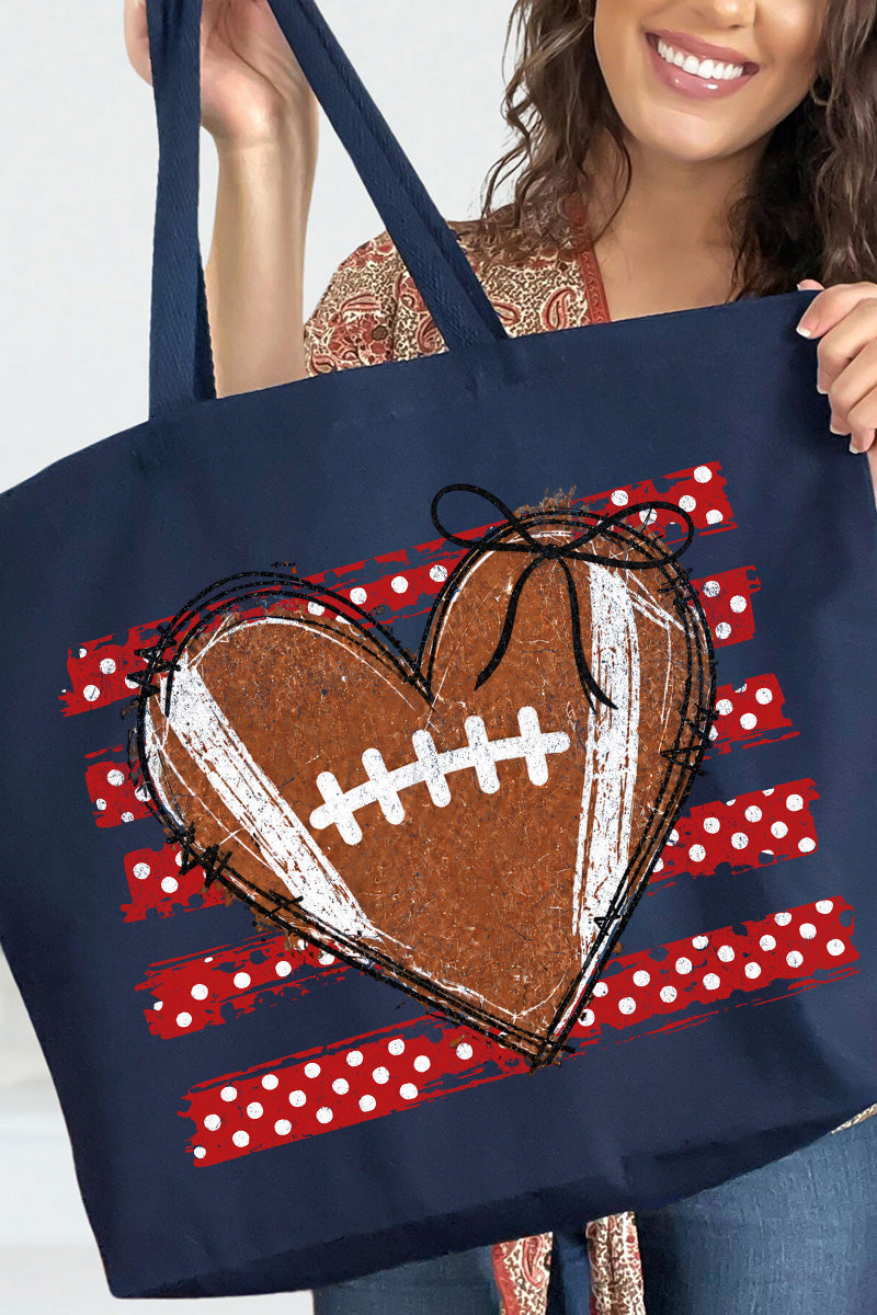 Red Football Sweetheart Canvas Jumbo Tote