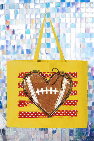 Red Football Sweetheart Canvas Jumbo Tote
