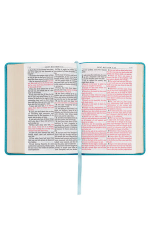 Aqua Blue Faux Leather Large Print KJV Compact Bible