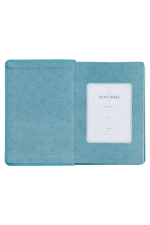 Aqua Blue Faux Leather Large Print KJV Compact Bible