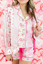 Enchanted Garden Pink Floral Long Sleeves and Shorts Pajama Set