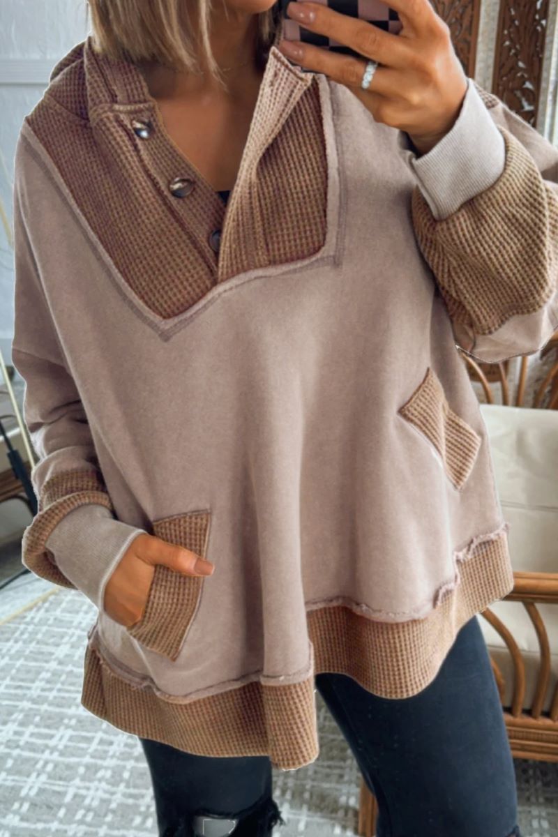 PREORDER! ETA 10/29 Harvest Hues Waffle Patchwork Hoodie **SHIPPING EXPECTED TO BEGIN ON DATE 10/29**