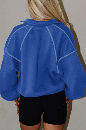 PREORDER! ETA 10/29 Blue Skies Ahead Button-Up Collar Sweatshirt **SHIPPING EXPECTED TO BEGIN ON DATE 10/29**