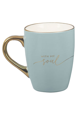 It Is Well Soft Blue with Gold Handle Mug