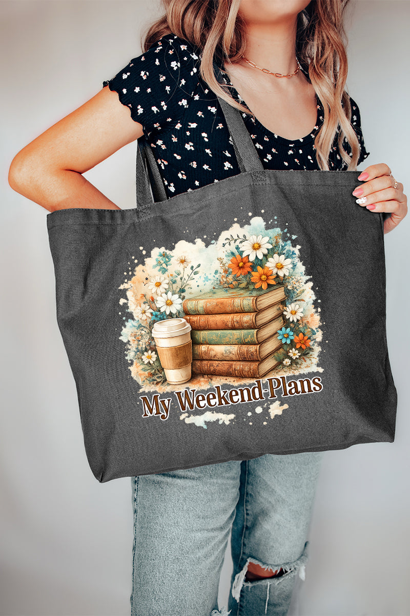 Weekend Books & Brews Canvas Jumbo Tote