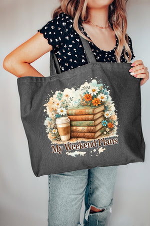 Weekend Books & Brews Canvas Jumbo Tote