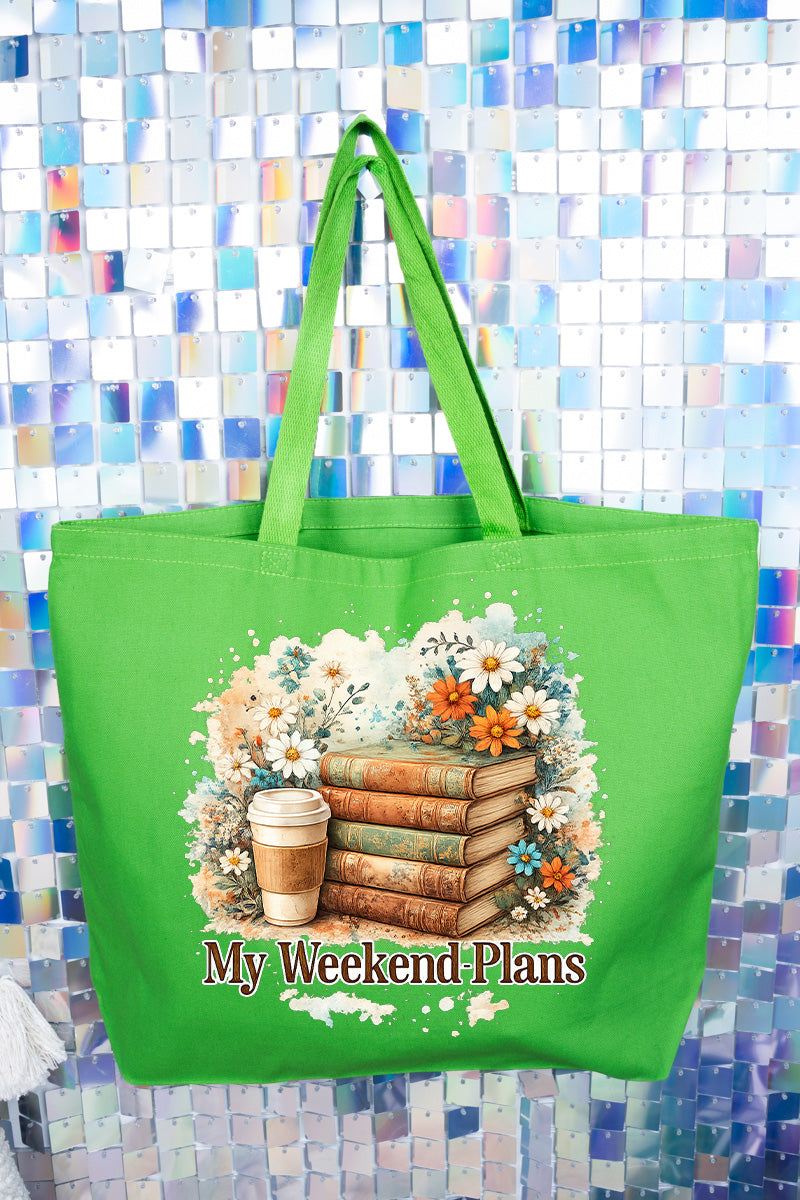Weekend Books & Brews Canvas Jumbo Tote