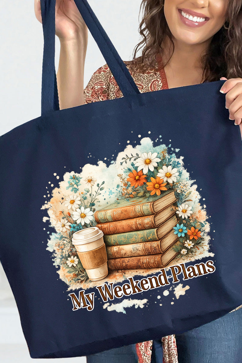 Weekend Books & Brews Canvas Jumbo Tote