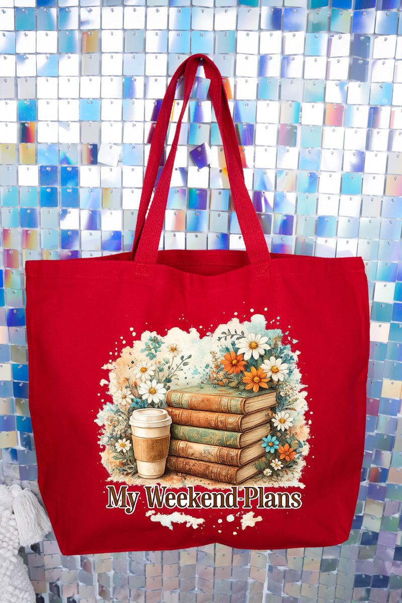 Weekend Books & Brews Canvas Jumbo Tote