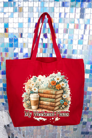 Weekend Books & Brews Canvas Jumbo Tote