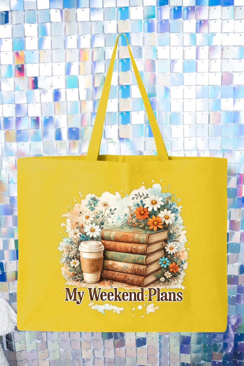 Weekend Books & Brews Canvas Jumbo Tote