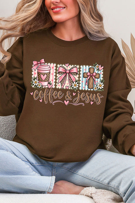 Coffee & Jesus Coquette Ecosmart Crewneck Sweatshirt