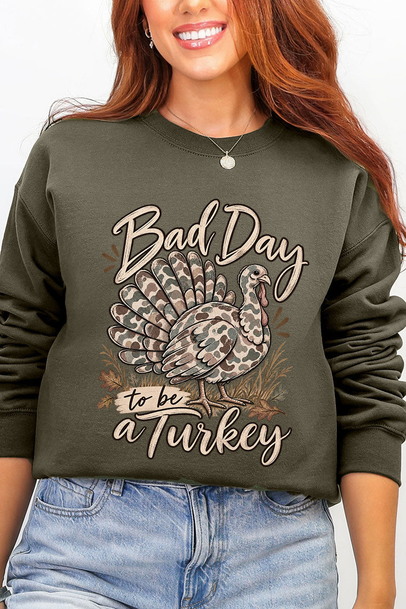 Bad Day Camo Turkey Ecosmart Crewneck Sweatshirt